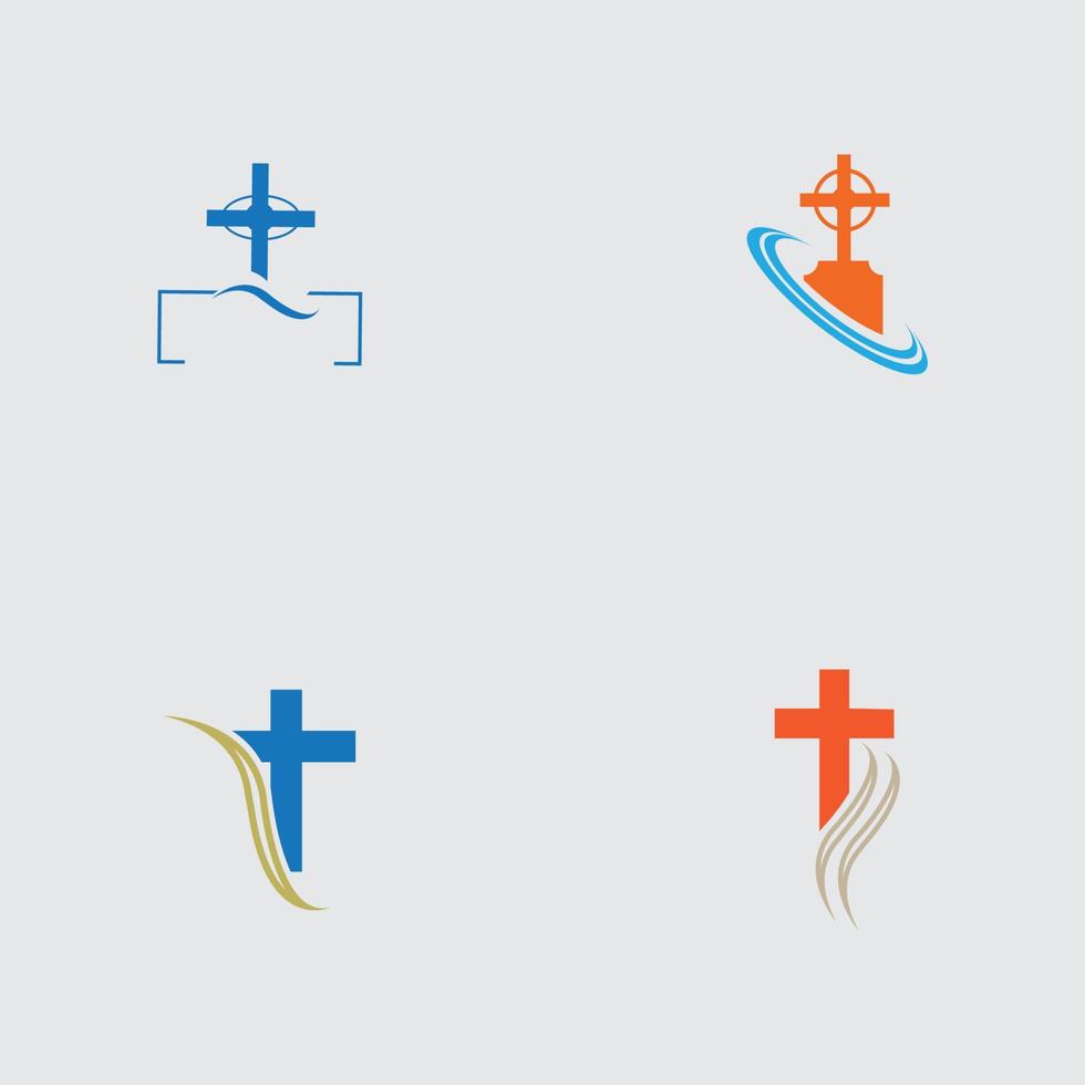 Plantilla de diseño de ilustración de vector de icono de cementerio cristiano