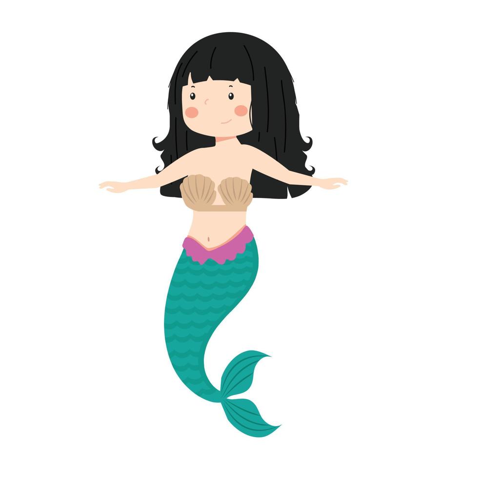 girl smiling mermaid character  vector