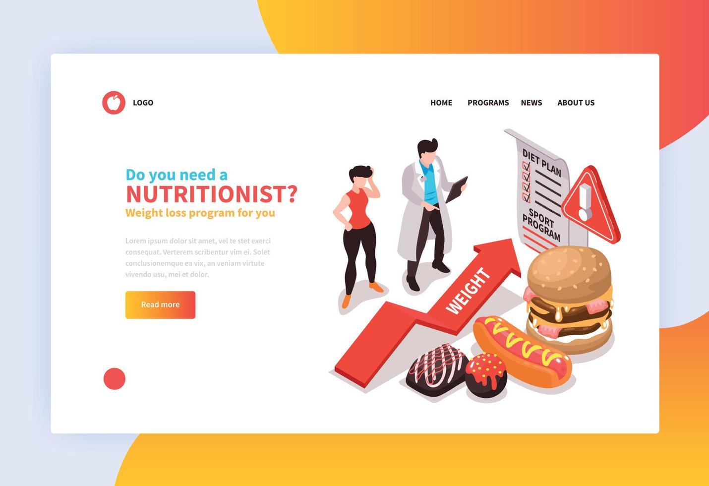 Need Nutritionist Landing Page vector