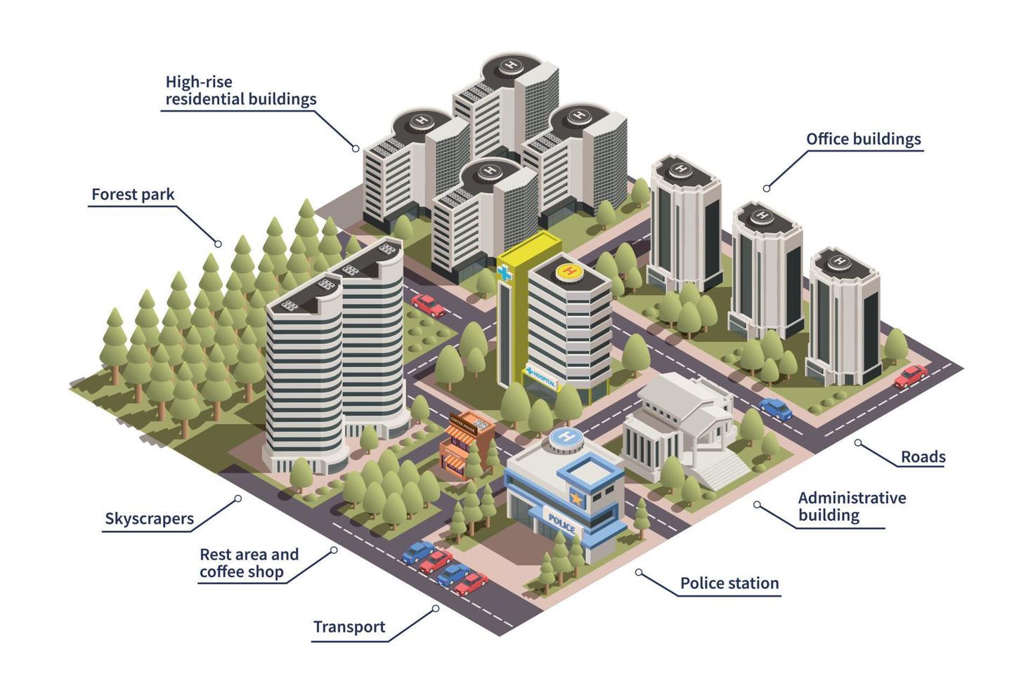 Isometric City Infographics vector