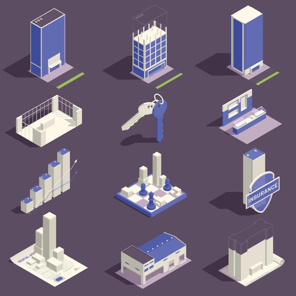 Real Estate Isometric Set vector