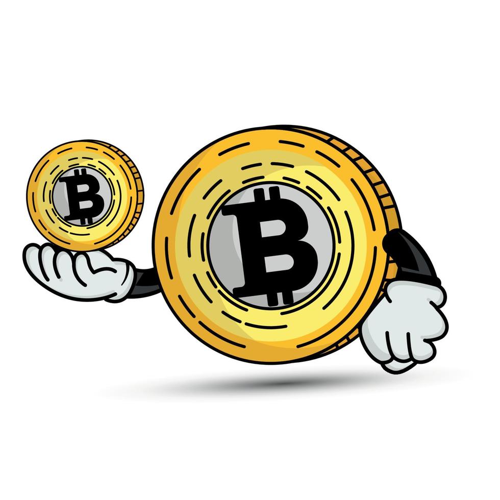 Bitcoin mascot cartoon character. illustration flat style. design template vector