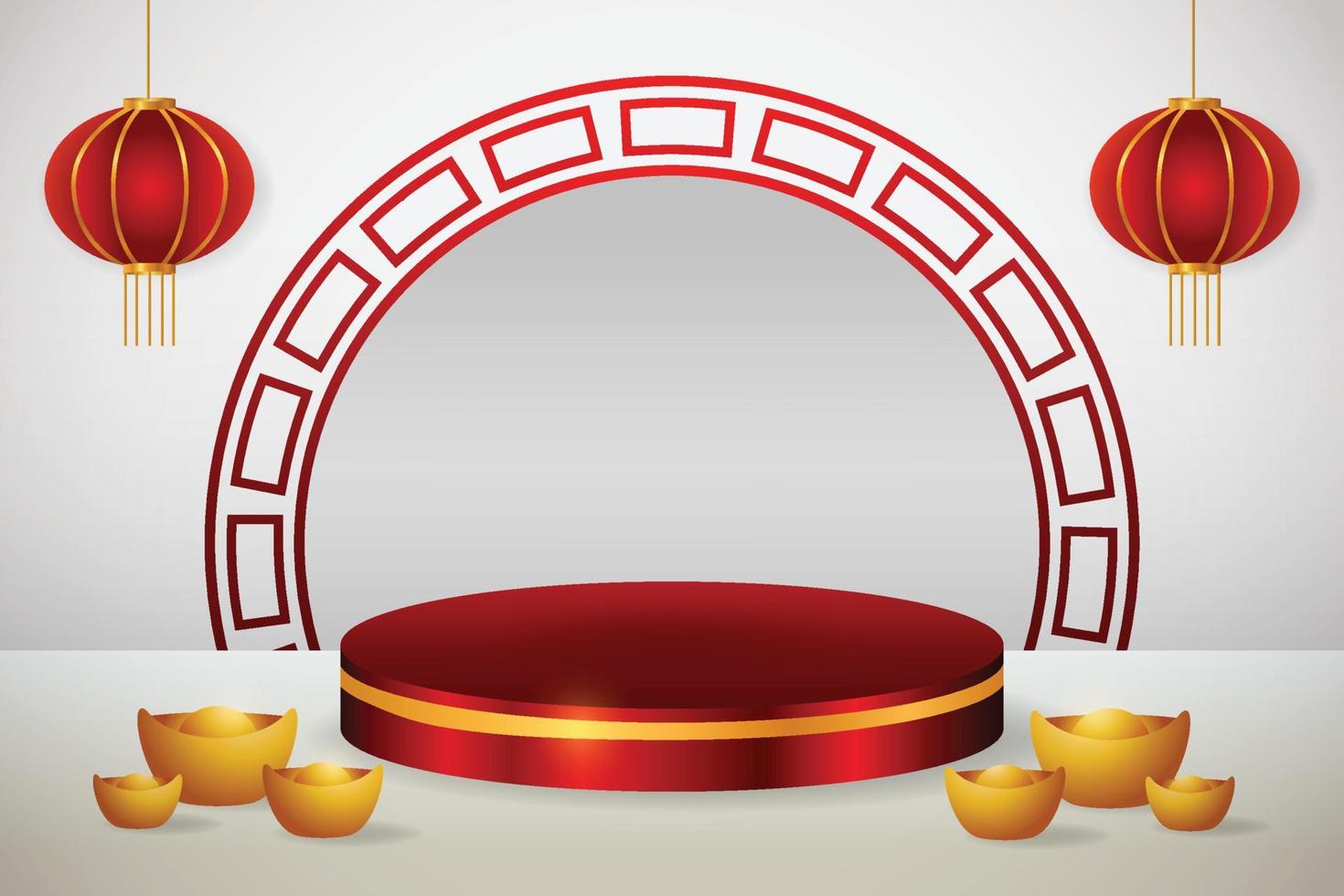 Podium display 3d for chinese new year with money gold vector