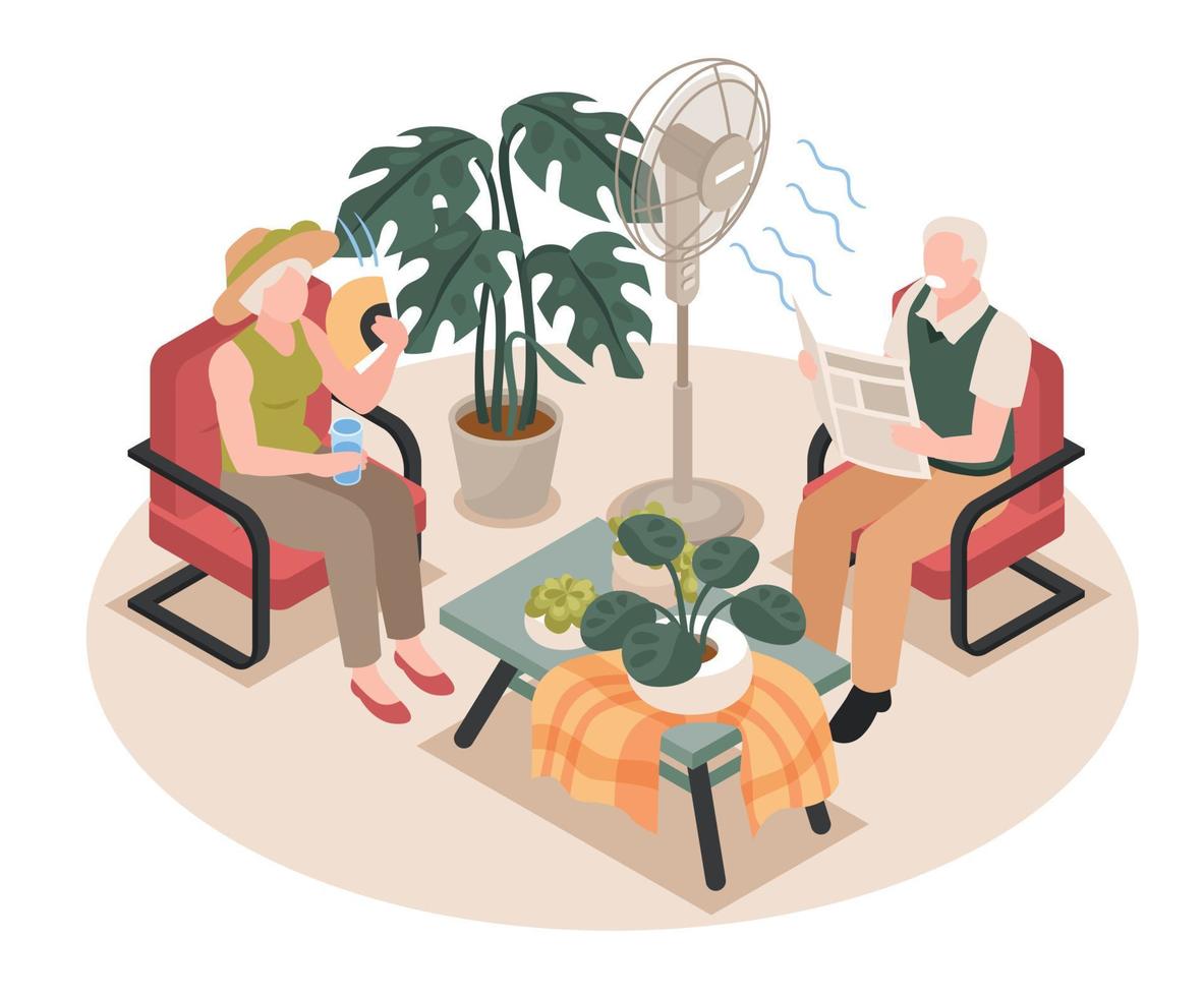 Isometric Hot Weather Illustration vector