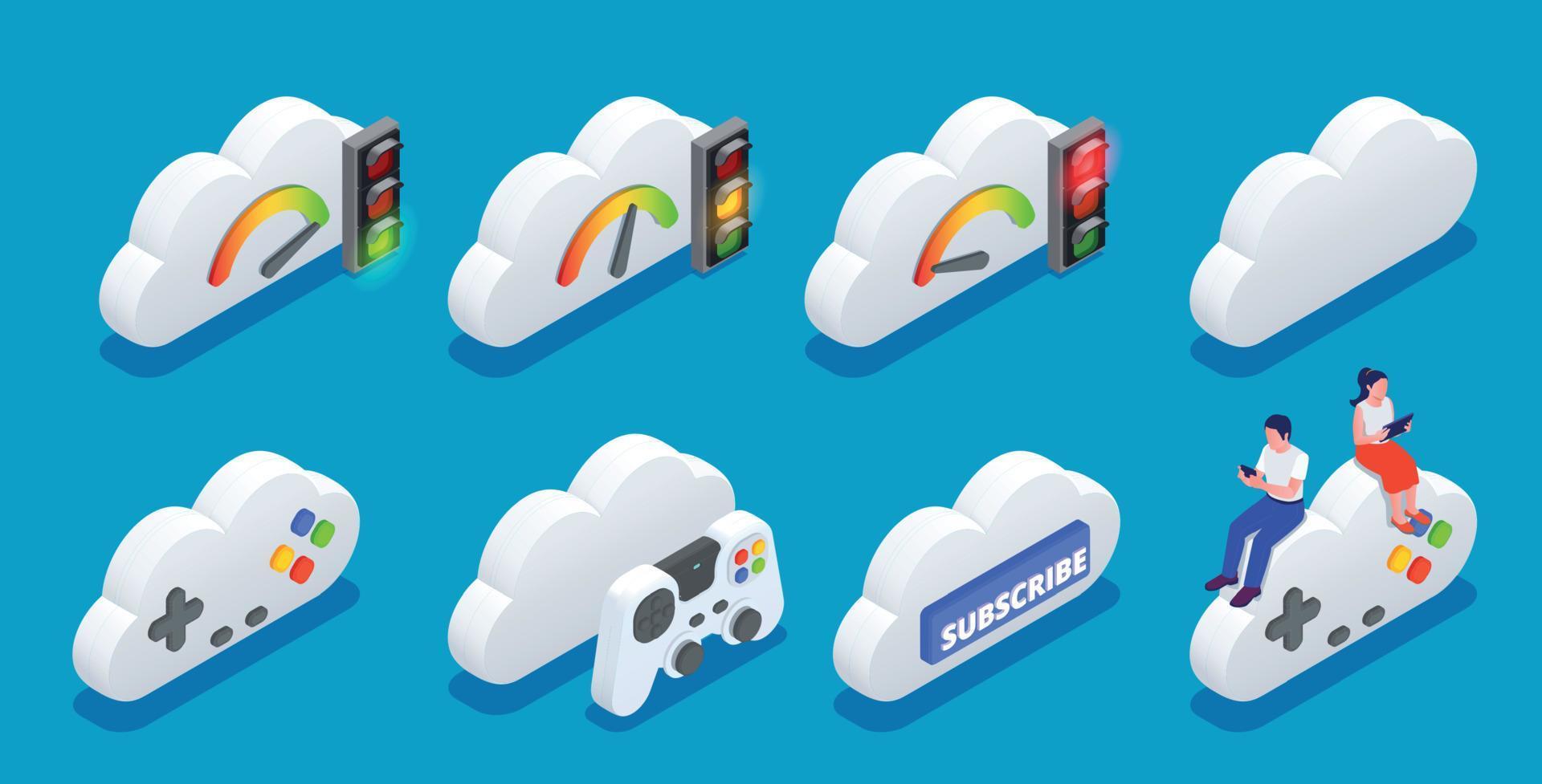 Cloud Gaming Set vector