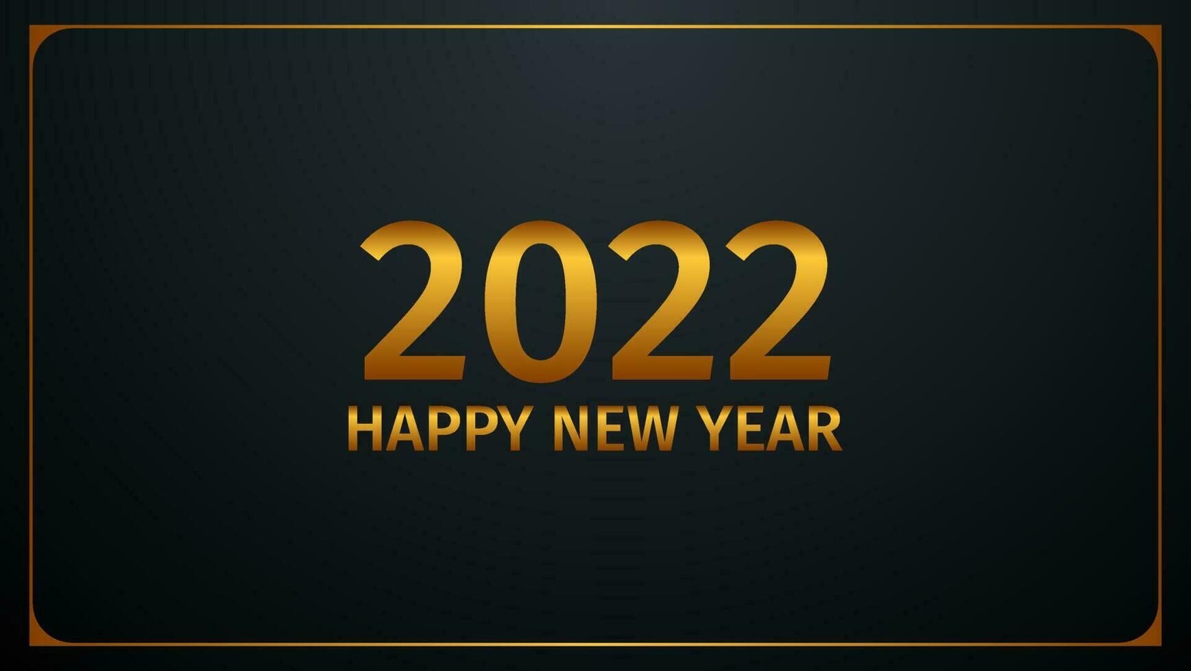 2022 Happy New Year greeting card in gold and black color vector