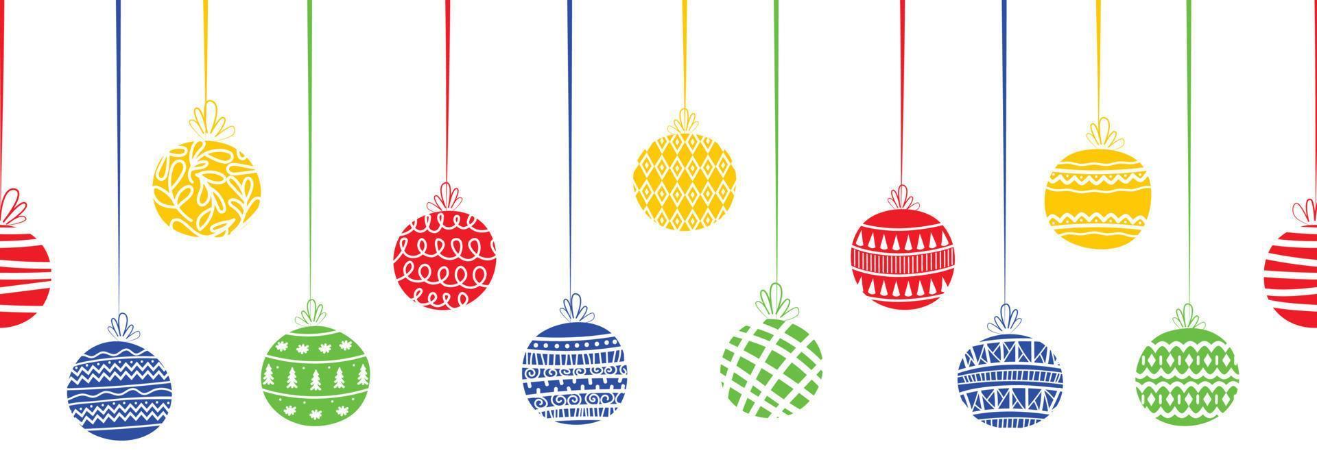 seamless pattern banner christmas balls flat minimalistic style. transparent pattern. zigzag, points, lines, waves, trees, snowflakes. for websites, profile headers vector