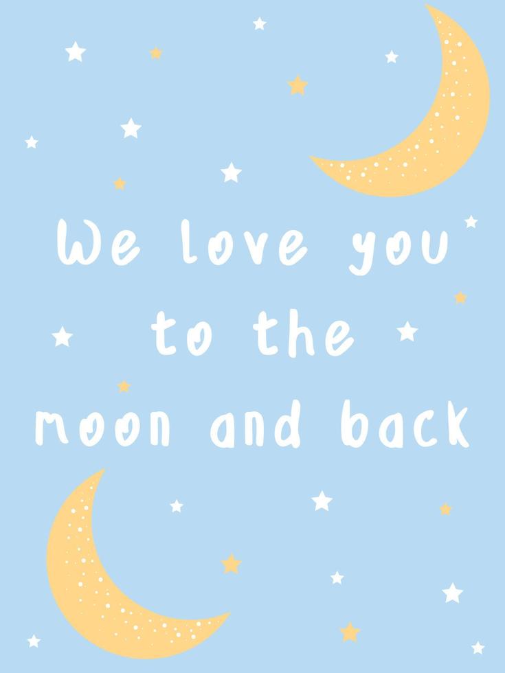 I love you to the moon and back hand drawing Vector Image