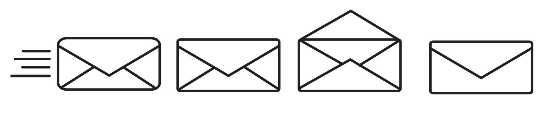 conjunto de iconos de correo. icono de correo electrónico. símbolo de sobre. símbolo de mensaje de vector