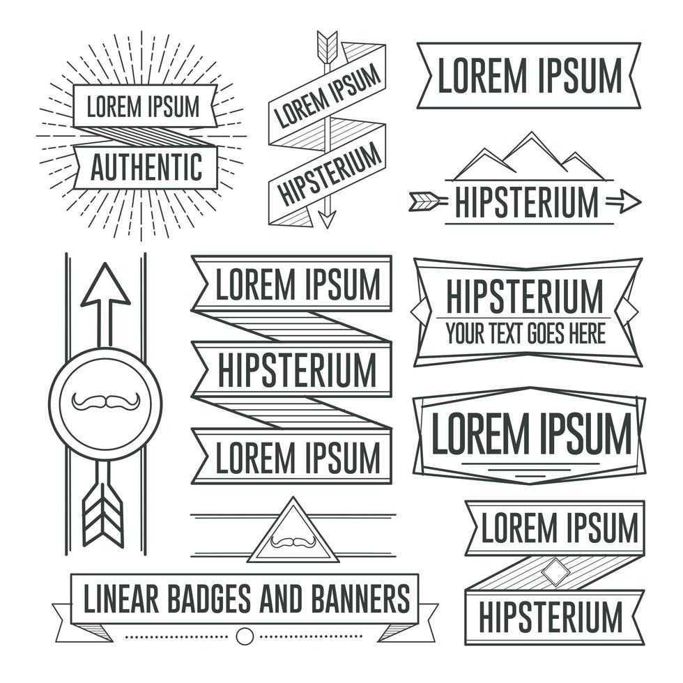 Linear old hipster retro vintage badges frames and labels vector