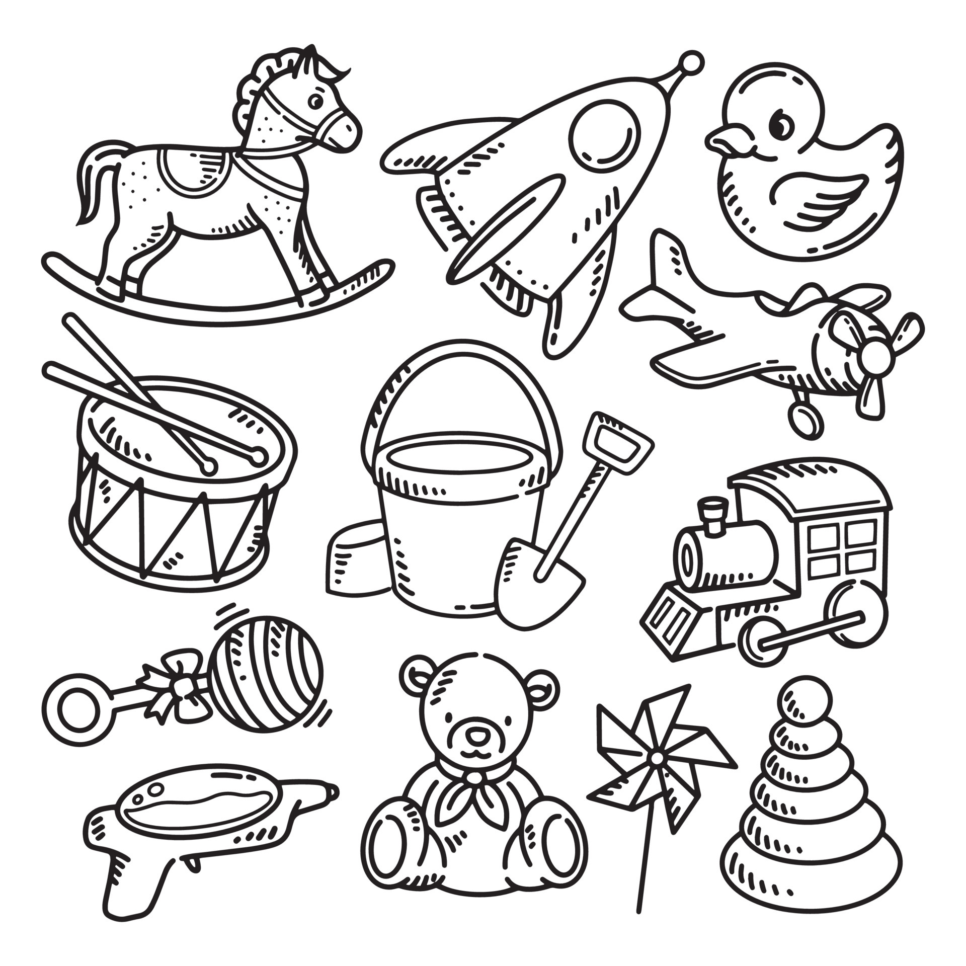 Doodle children toys. hand drawn illustration 4464288 Vector Art at
