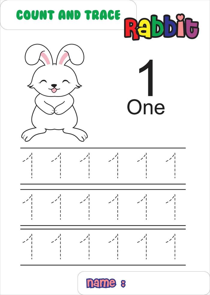 count trace and color rabbit. cute rabbit. vector