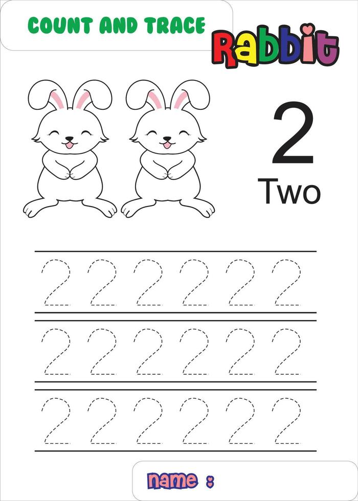 count trace and color rabbit. cute rabbit. vector
