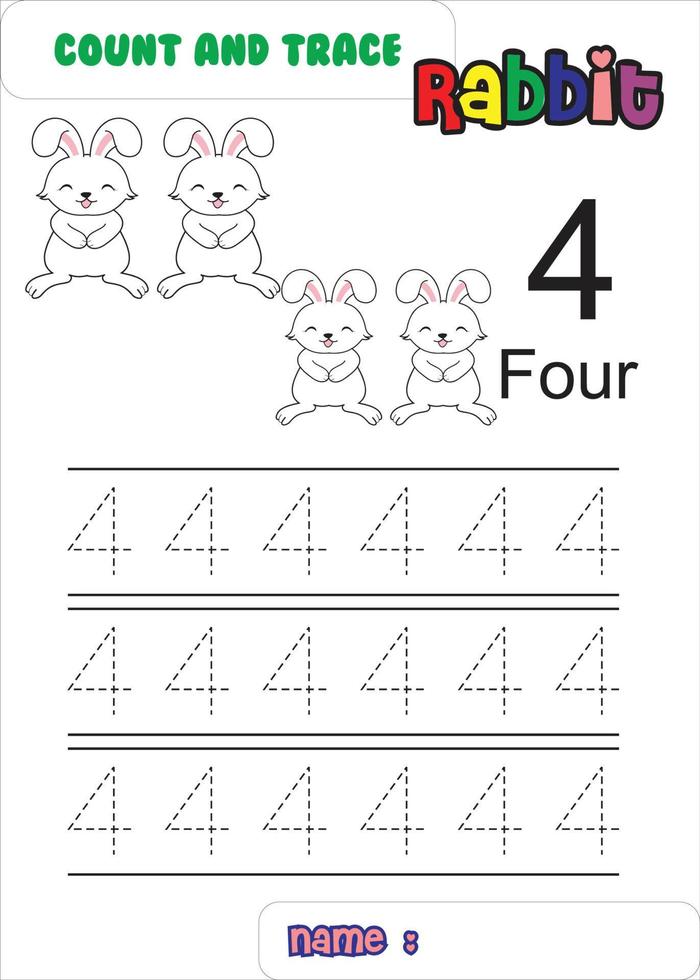 count trace and color rabbit. cute rabbit vector