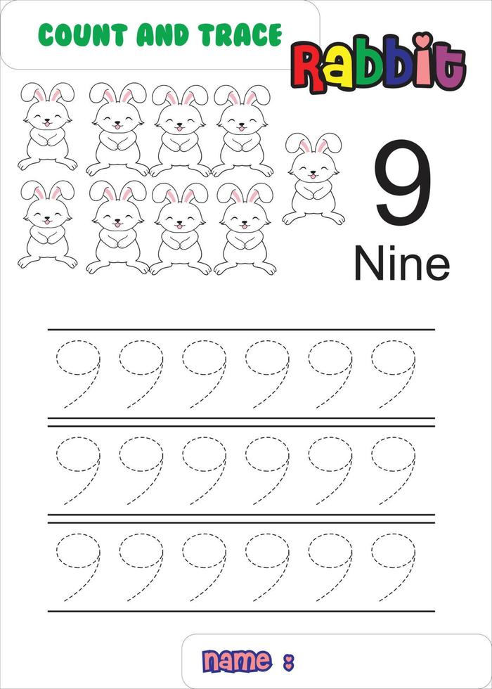 count trace and color rabbit. cute rabbit vector