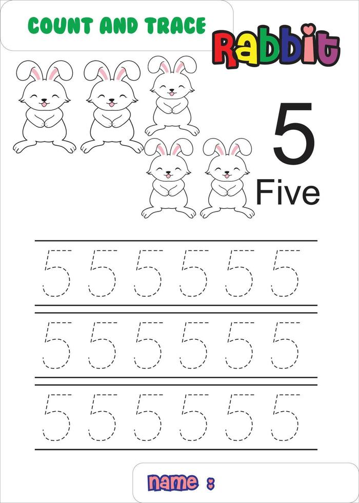 count trace and color rabbit. cute rabbit. vector