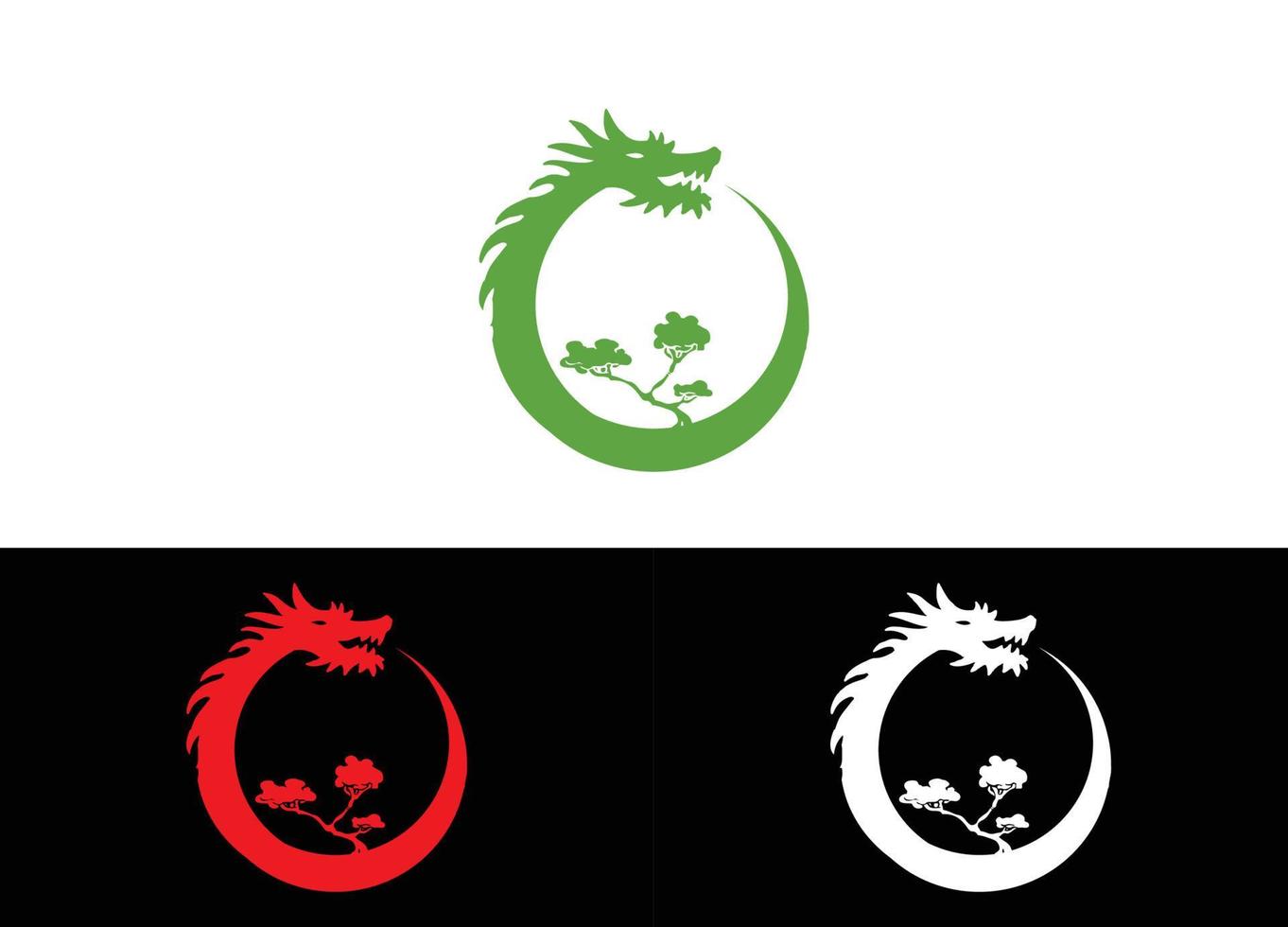 Bonsai dragon logo o icono de diseño de plantilla de imagen vectorial vector