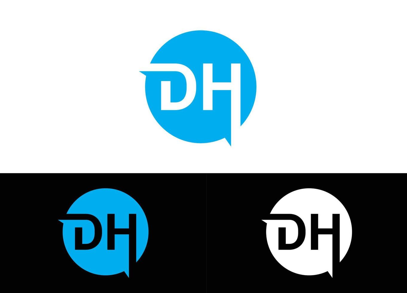 Initial Letter DH Logo or Icon Design Vector Image Template