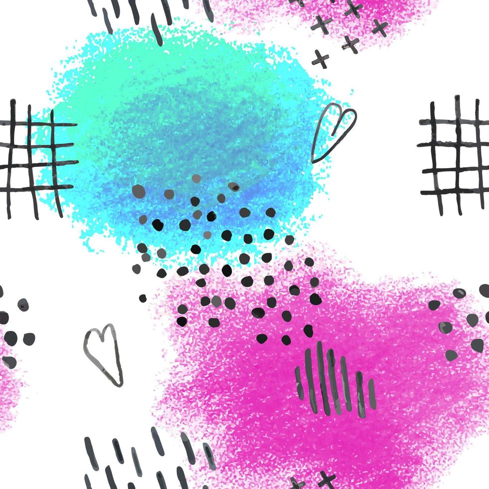 Vector modern seamless background with colorful hand drawn abstract pencil spots, doodles. Use it for wallpaper, textile print, pattern fills, surface texture, wrapping paper, design of presentation