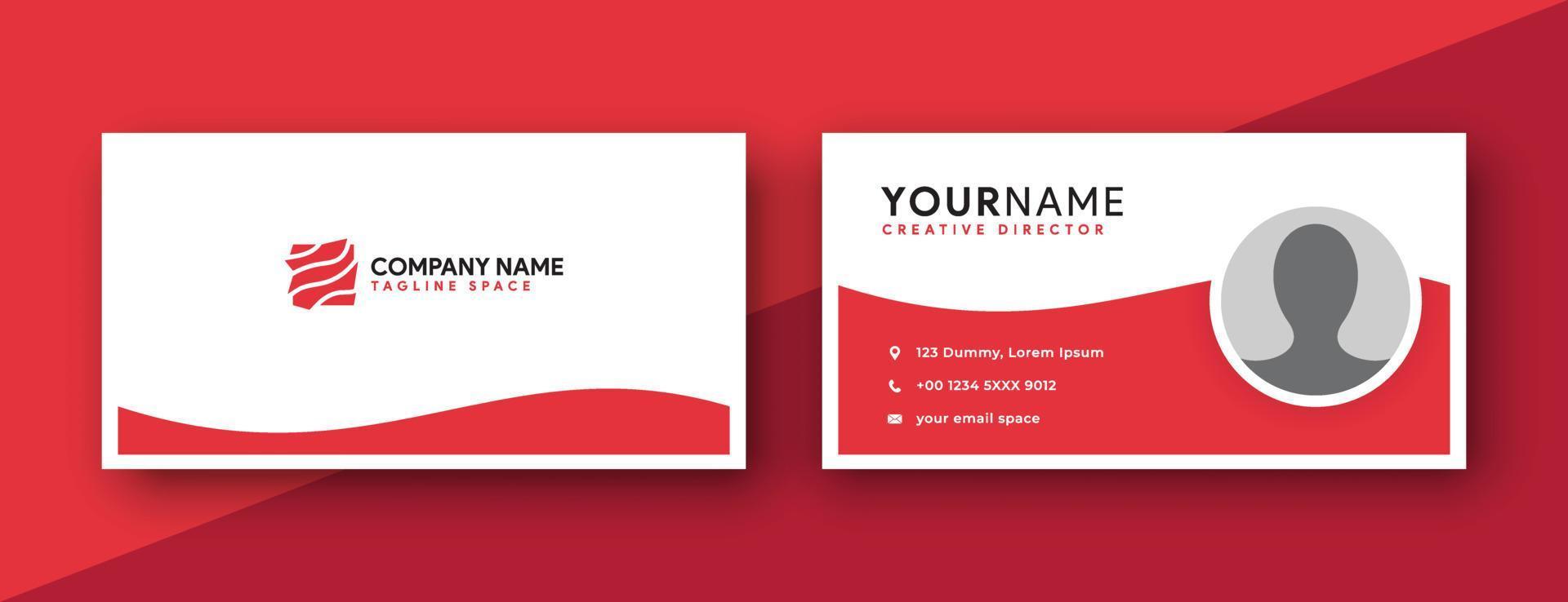 double sided business card design template. red business card design . simple and modern design . vector illustration