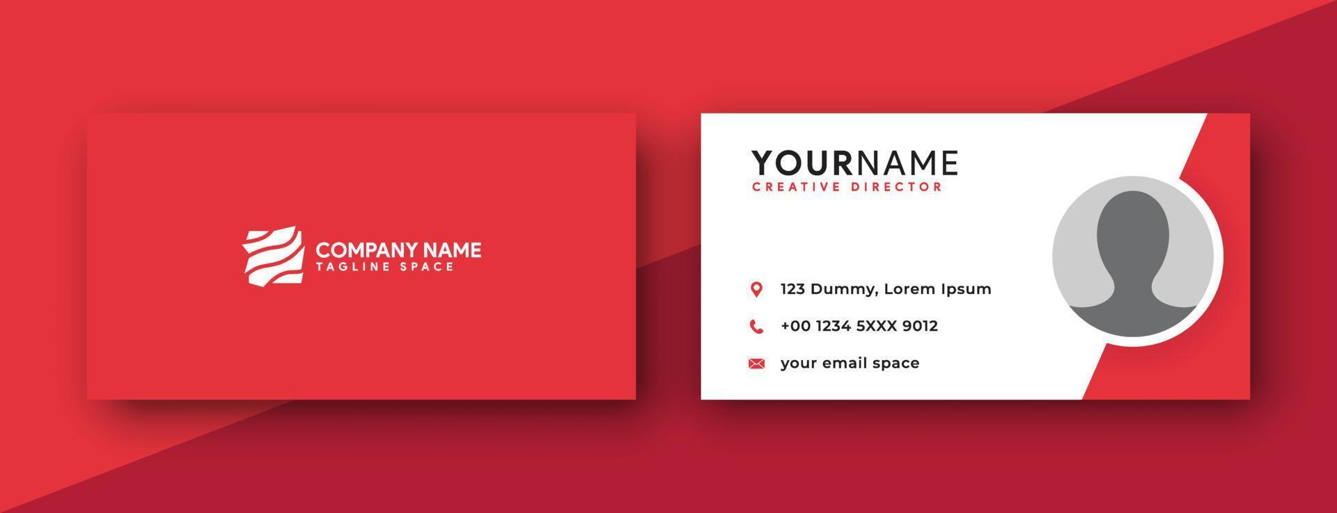 double sided business card design template. red business card design . simple and modern design . vector illustration