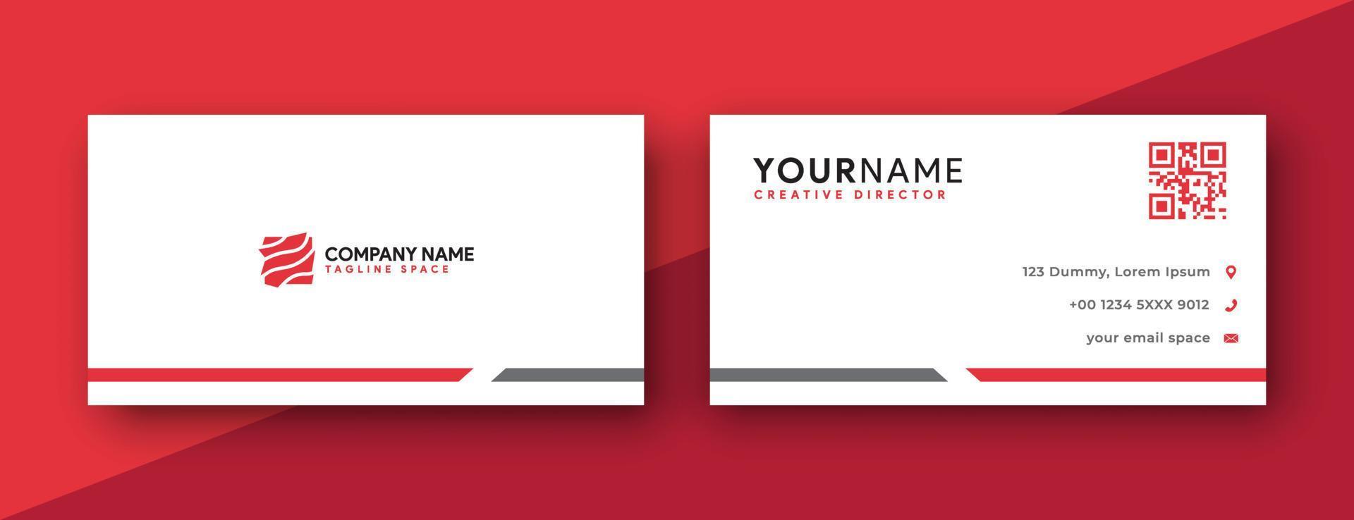 Plantilla de diseño de tarjeta de visita de doble cara. diseño de tarjeta de visita roja. Diseño sencillo y moderno. ilustración vectorial vector