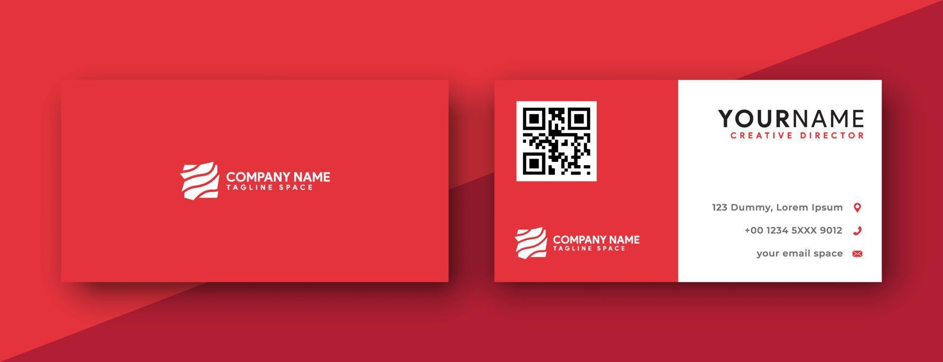 double sided business card design template. red business card design . simple and modern design . vector illustration