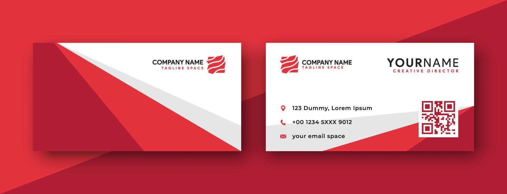 double sided business card design template. red business card design . simple and modern design . vector illustration