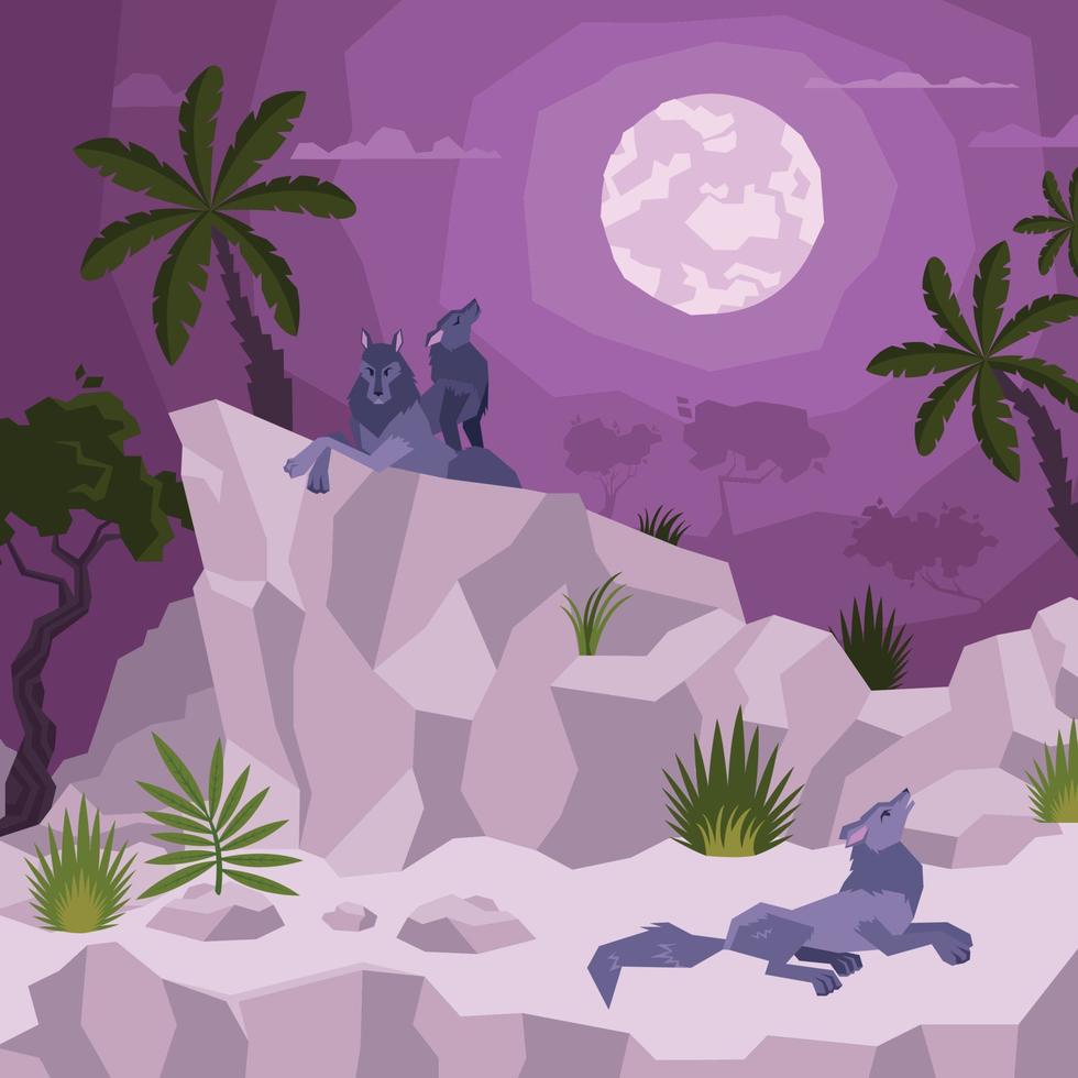 composición del paisaje tropical nocturno vector