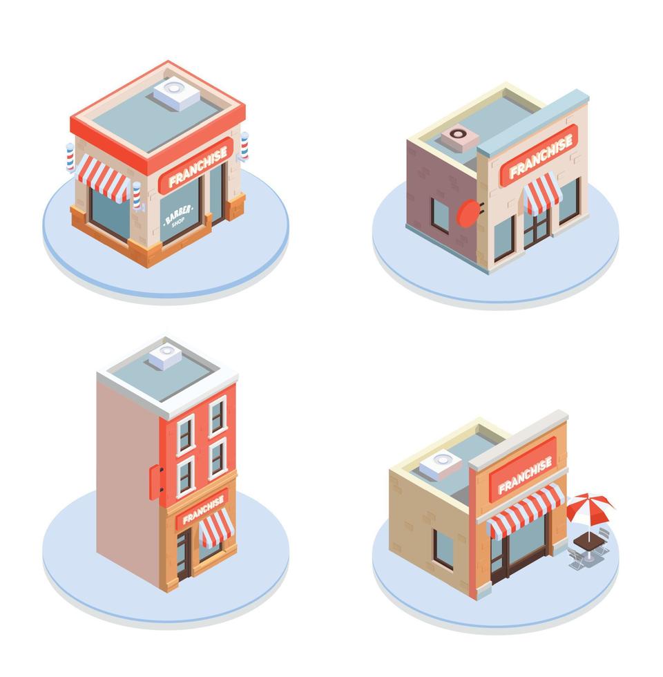 Franchise Isometric Concept Icons Set vector