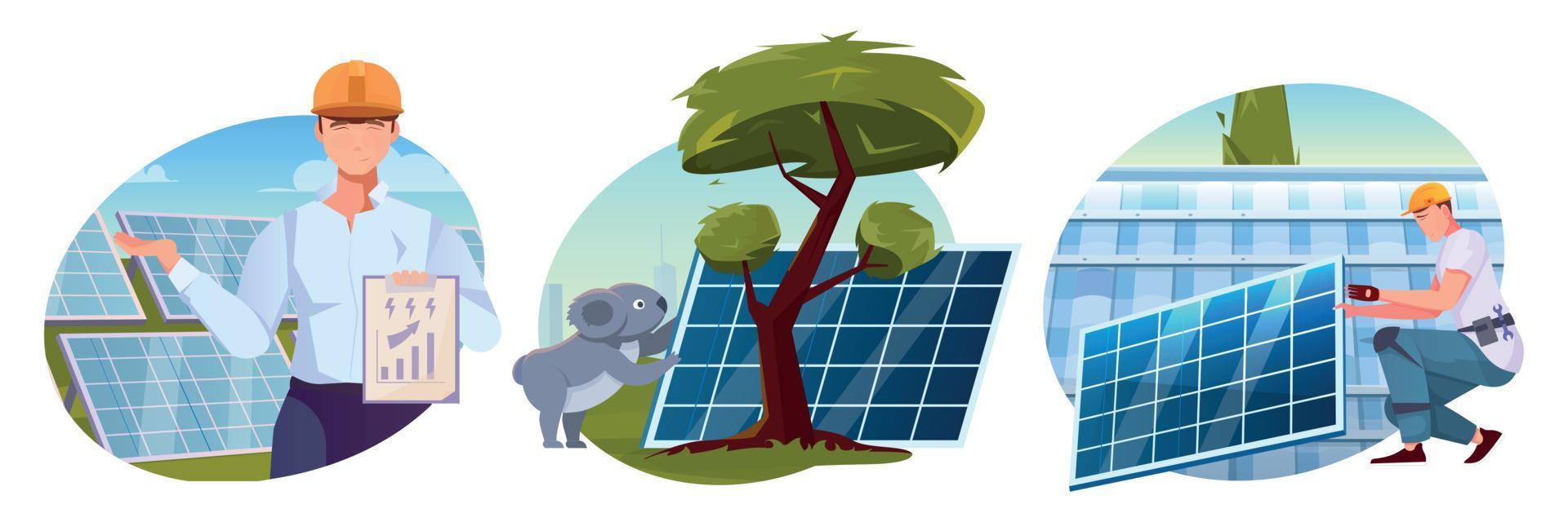 Solar Energy Flat Compositions vector