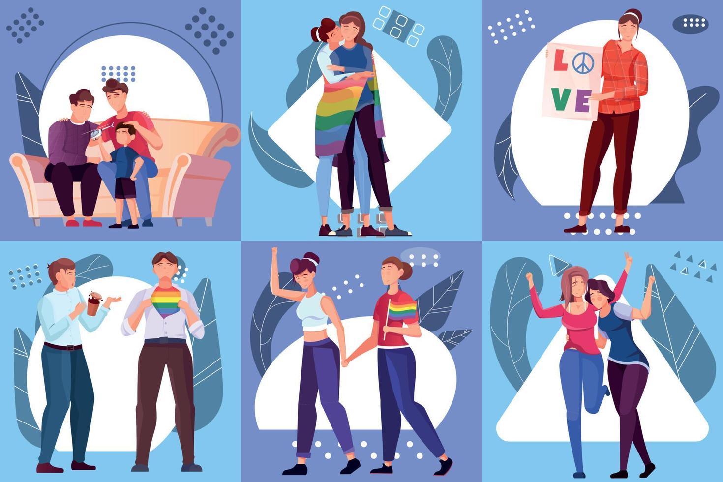 Lgbt Six Flat Compositions vector