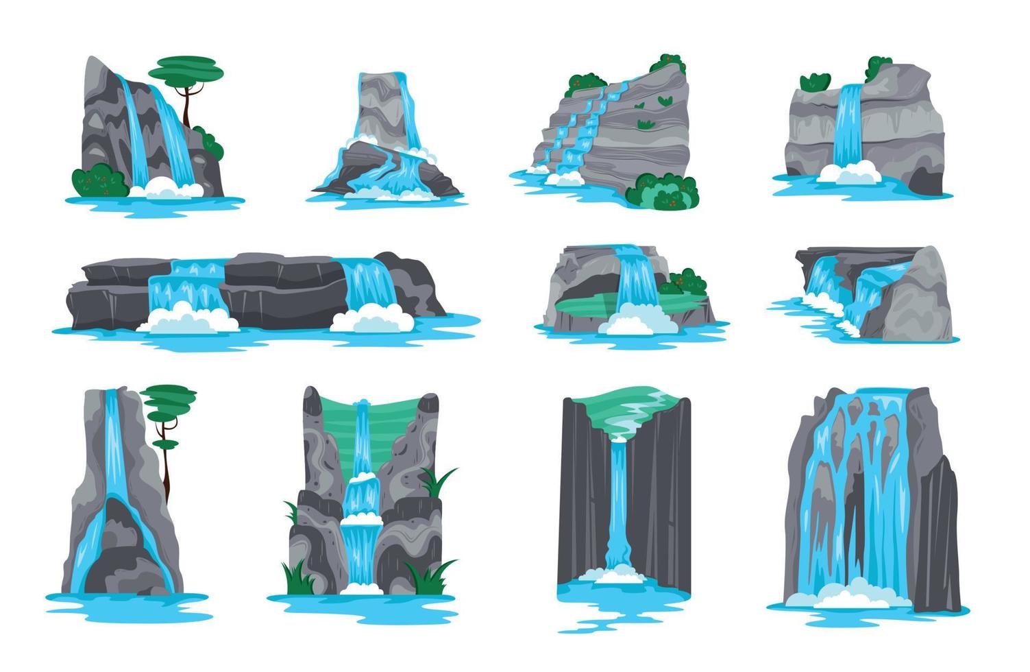 Waterfall Horizontal Set vector