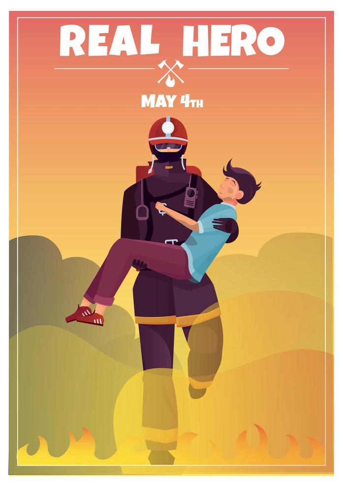 International Firefighters Day Card vector