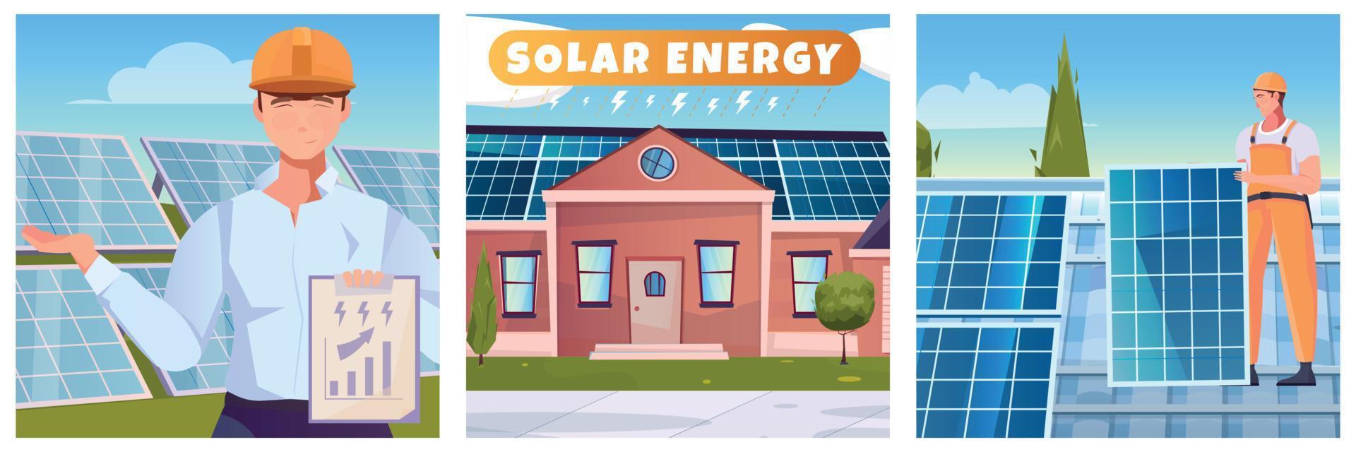 Solar Energy Flat Illustrations vector