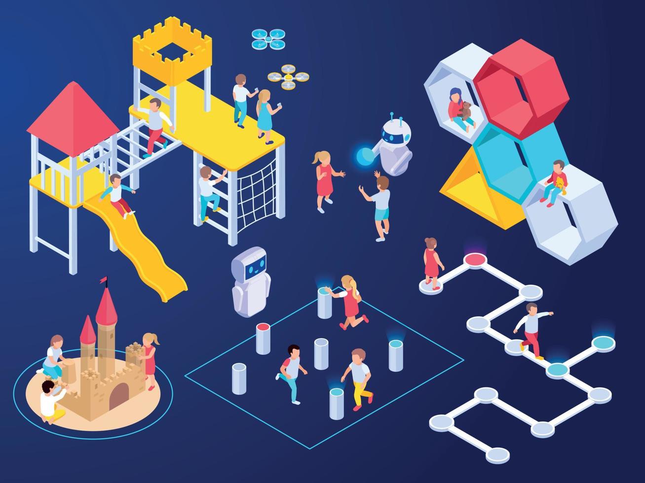 Modern Playground Isometric Composition vector