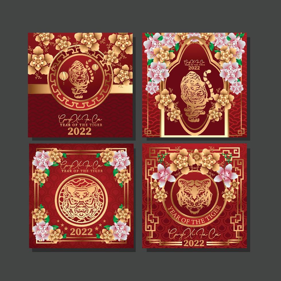 Chinese New Year Social Media Posts vector