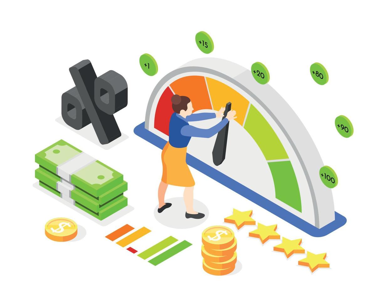 Credit Score Isometric Composition vector