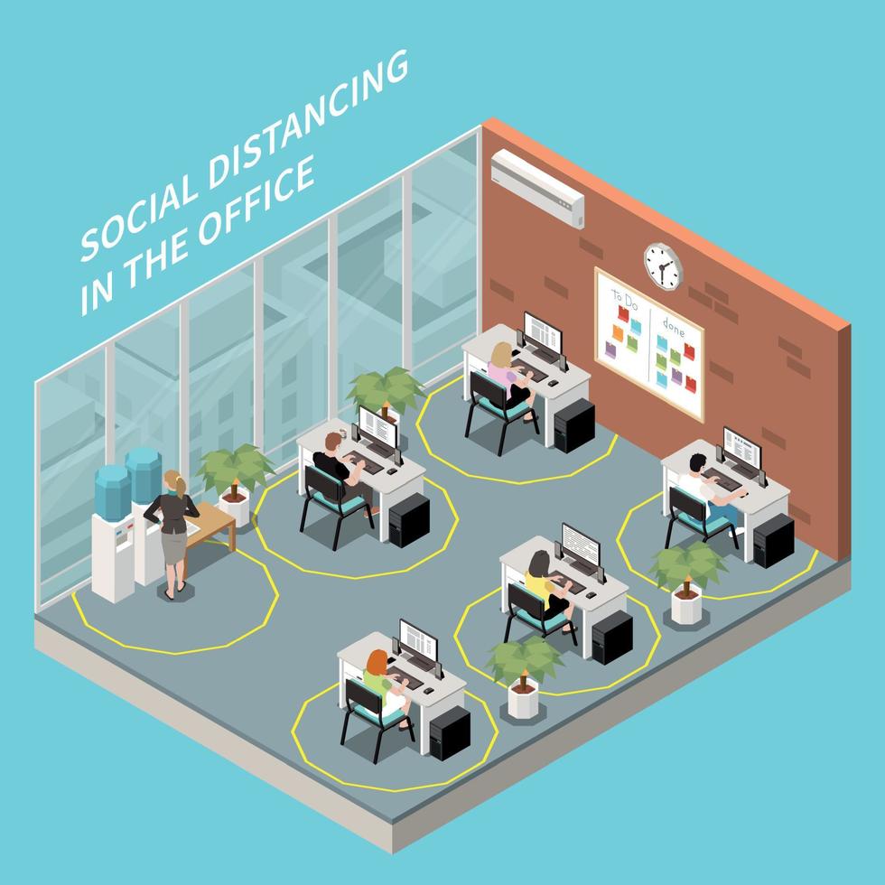 Office Social Distancing Composition vector