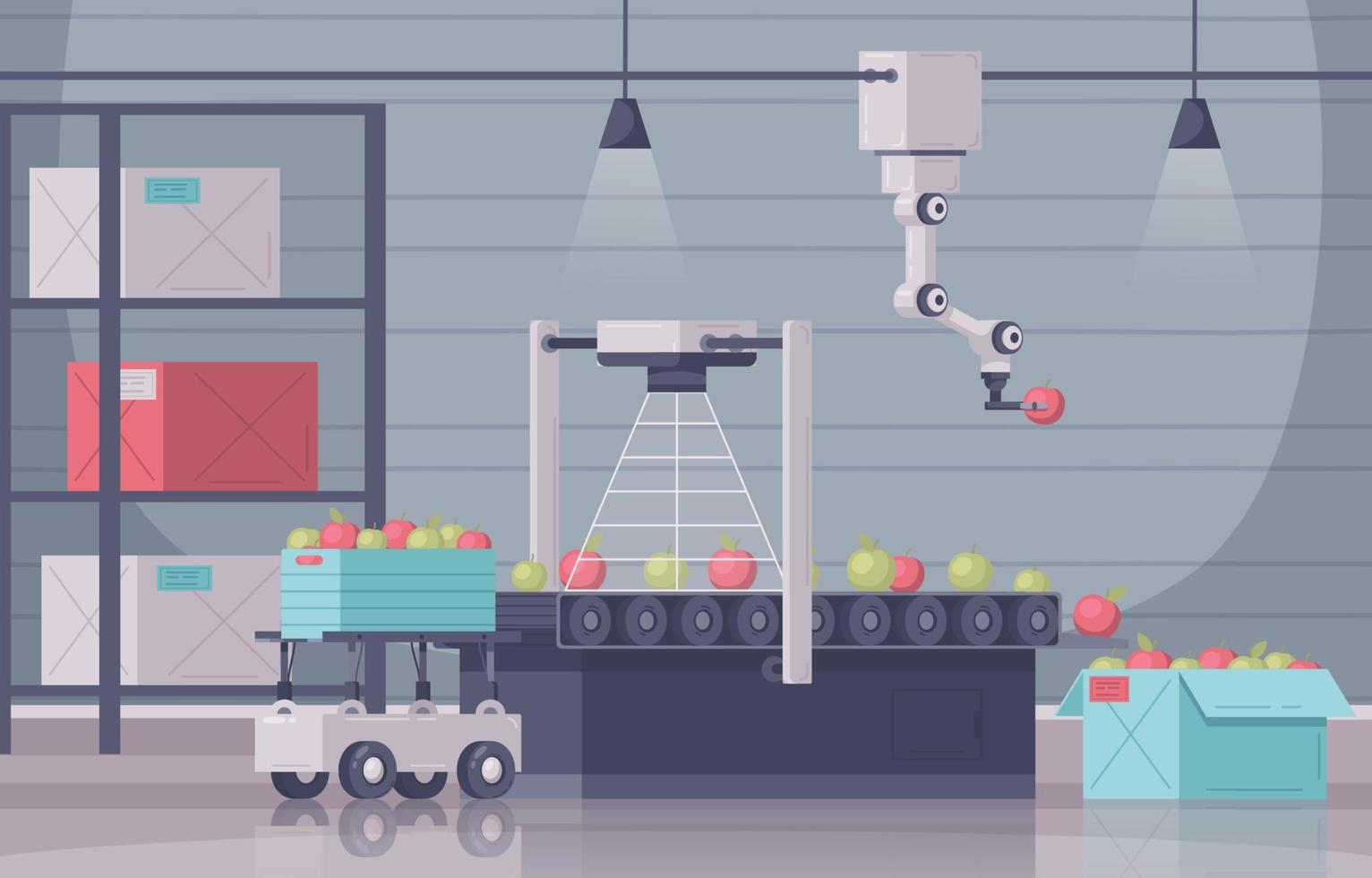 Farm Conveyor Cartoon Composition vector