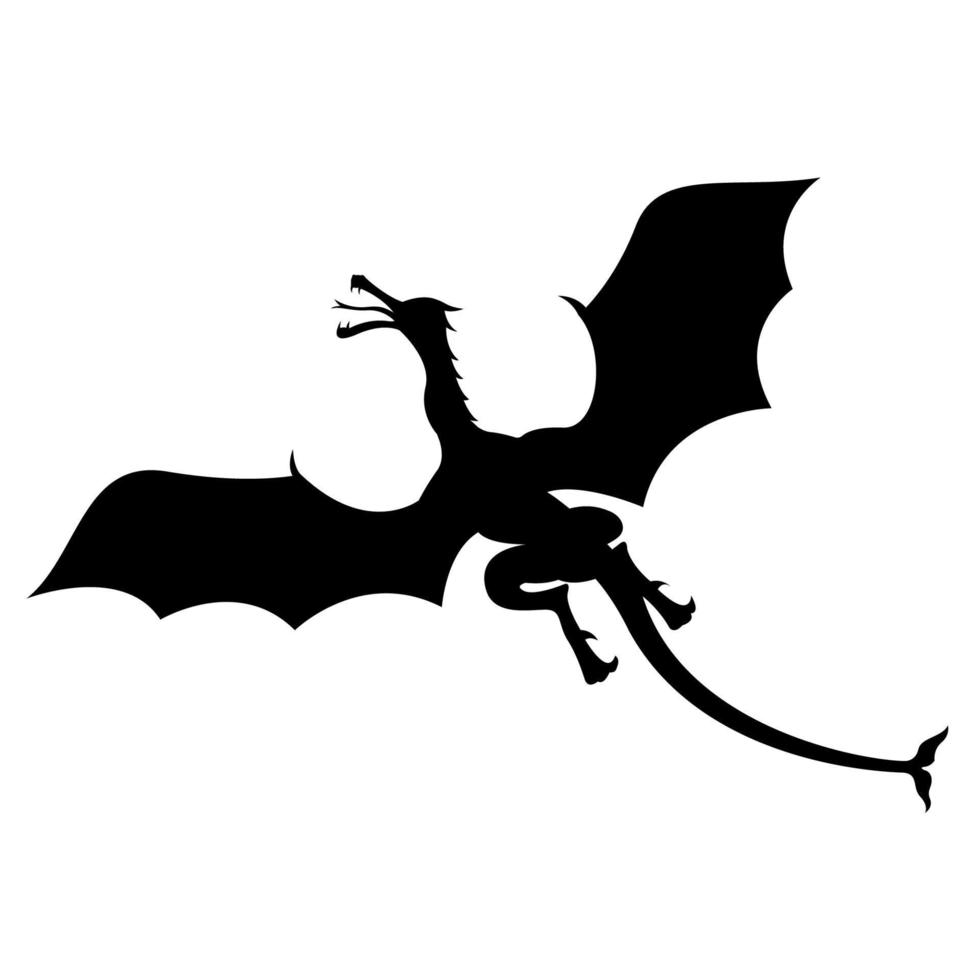 Dragon flying silhouette vector