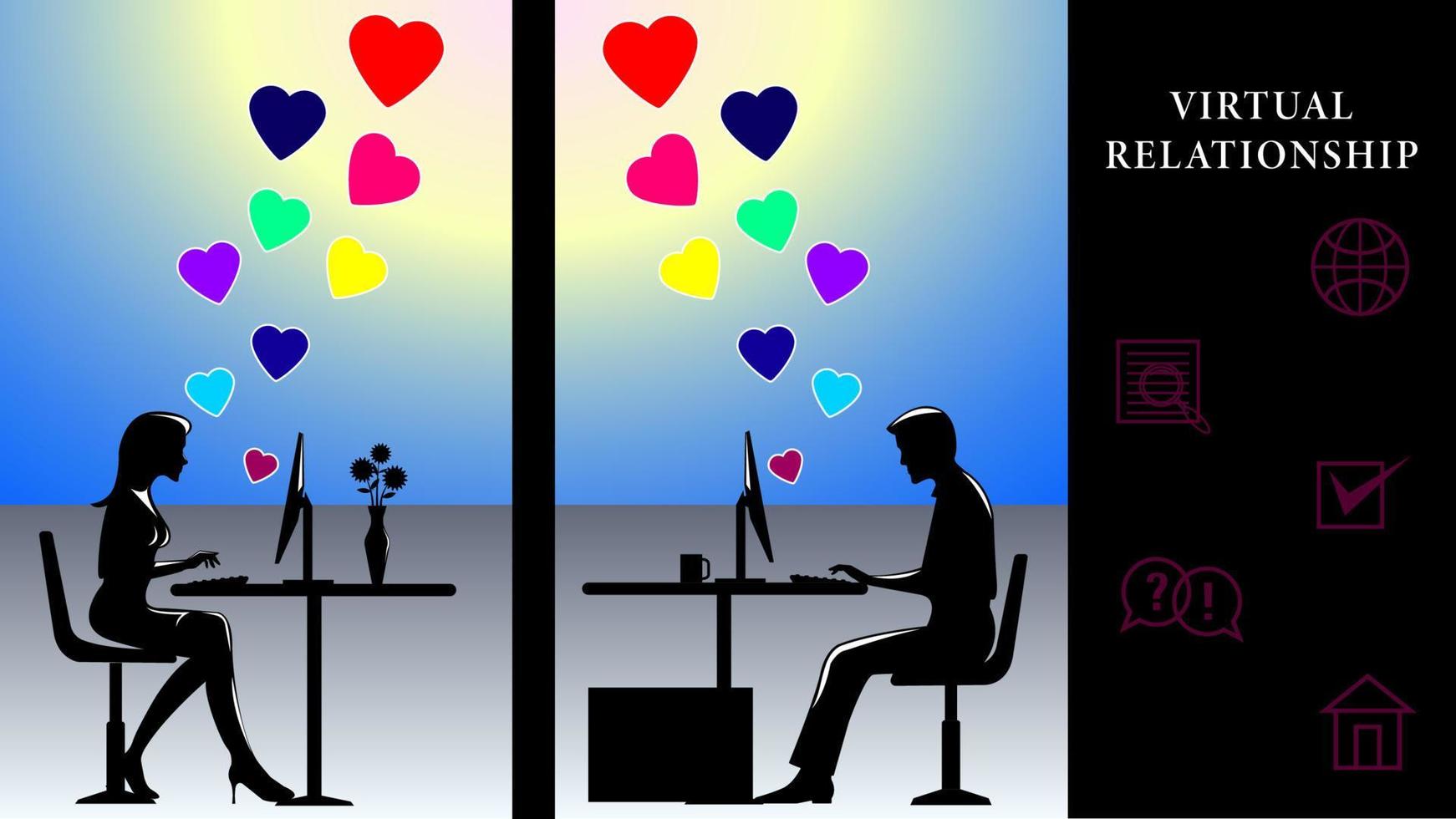 Virtual Relationship Woman and man background vector