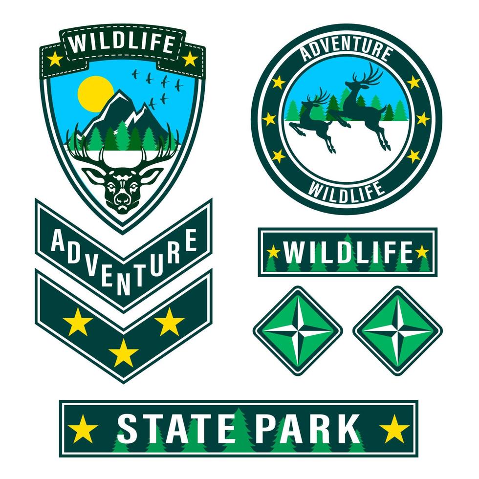 Patch Deer Forest camp set vector