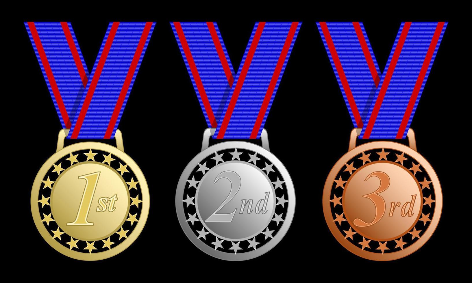realistic medal for 1 2 3 place isolated vector