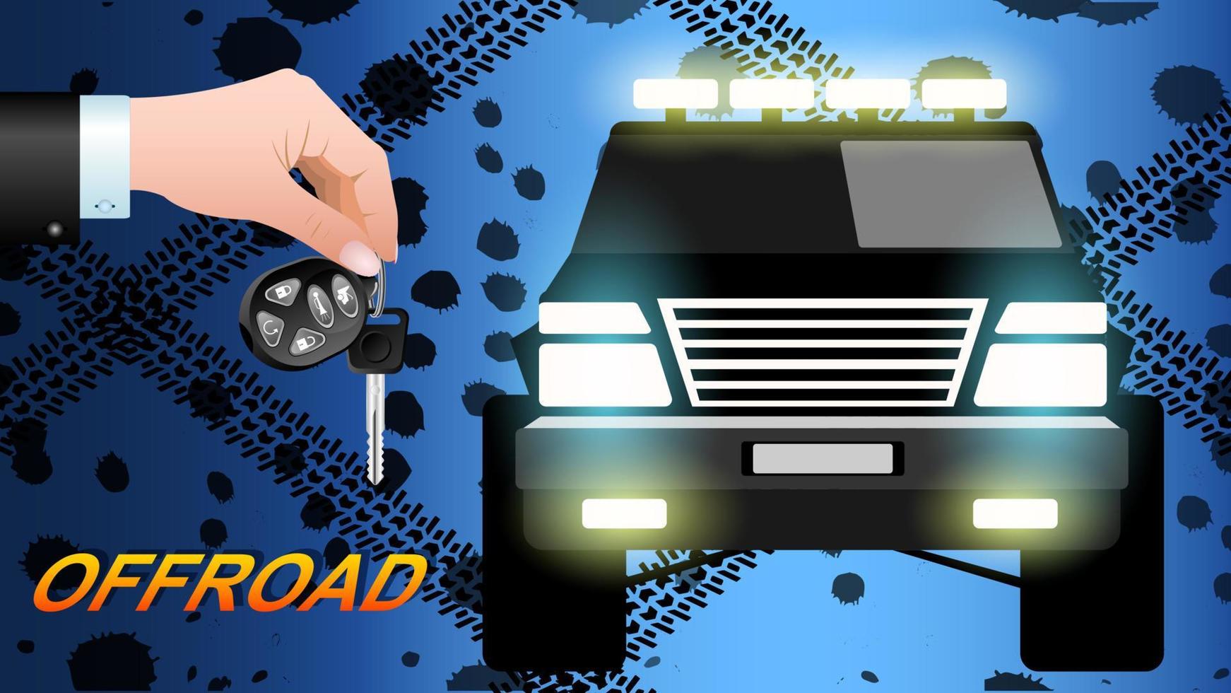 offroad suv car front view background vector
