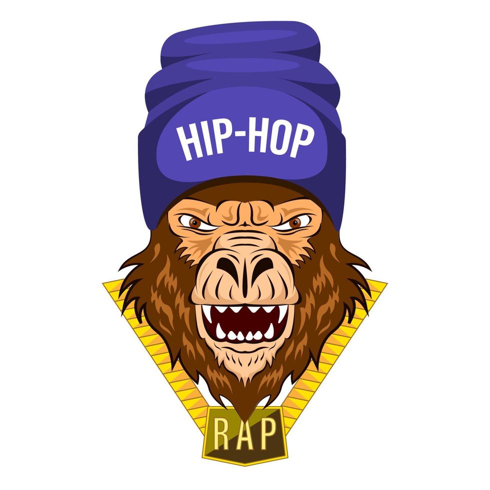 Rap monkey head isolated vector