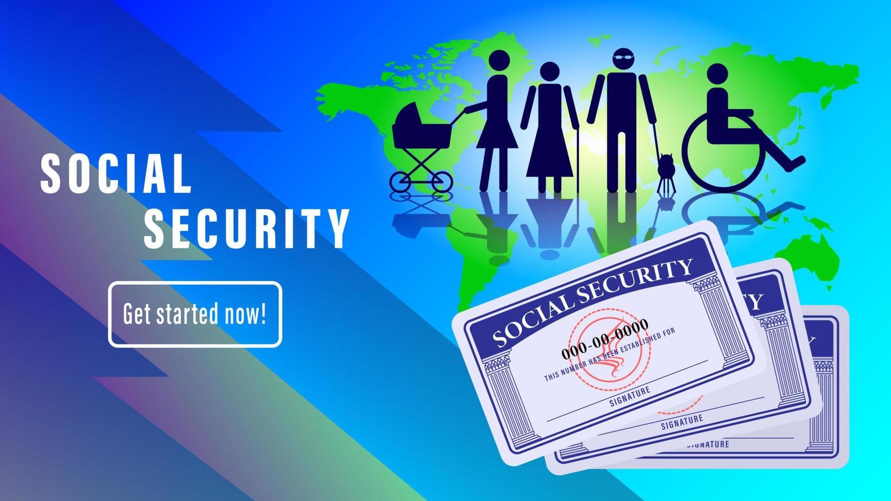Social security card world background vector