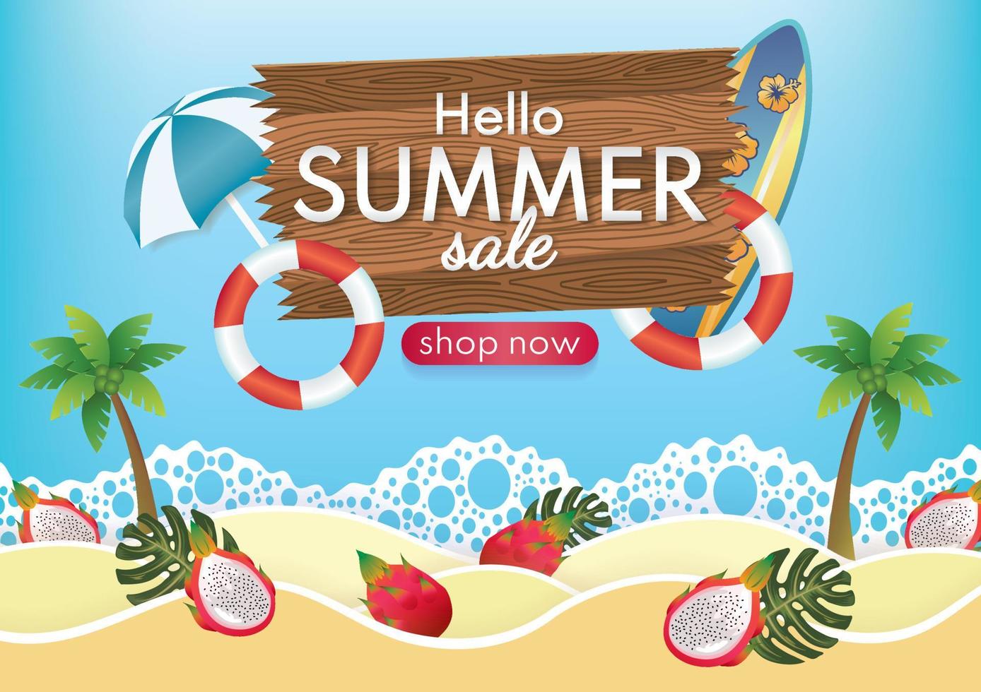 hello summer sale special offer background hot season vector