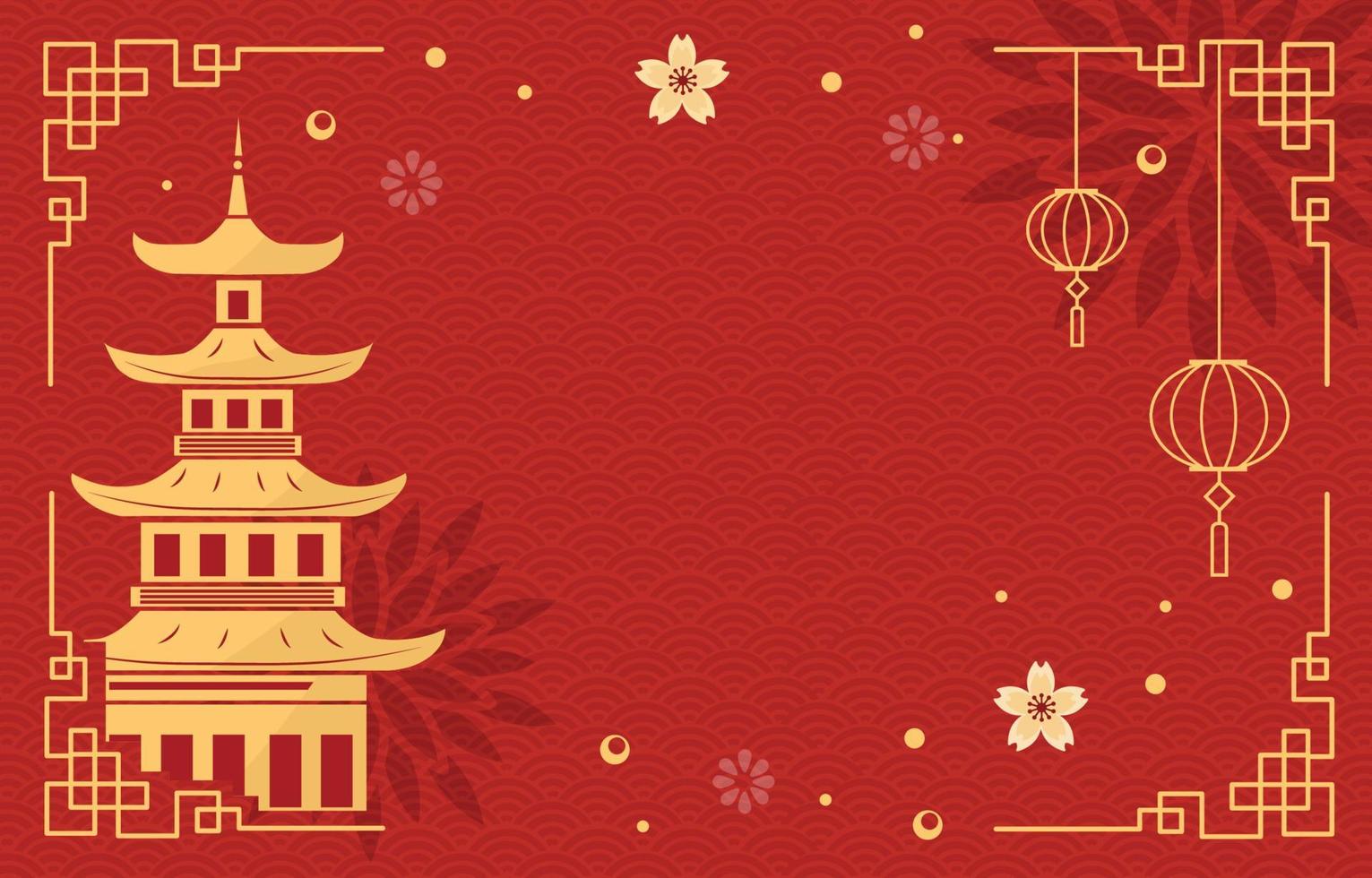 Elegant Chinese New Year Background with Landmark vector