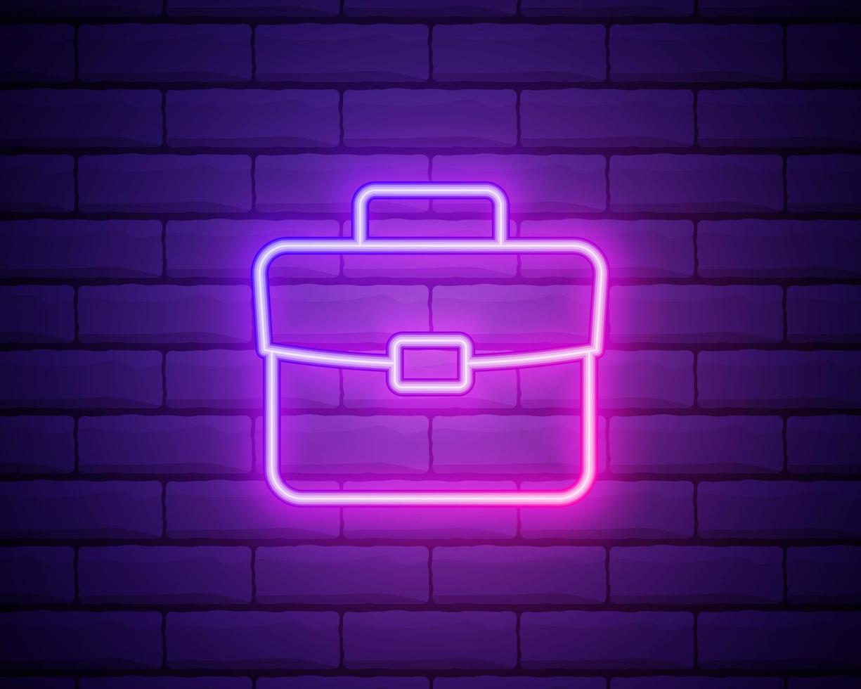 Portfolio sketch neon icon. Simple thin line, outline vector of education icons for ui and ux, website or mobile application isolated on brick wall.